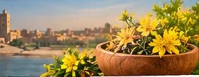 وعاء خشبي من أزهار عشبة القديسين