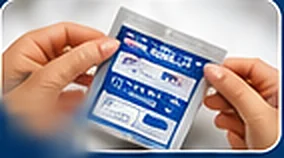 Hands opening the patch pack
