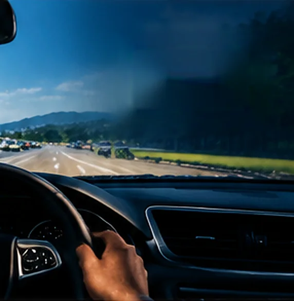 Driver with a clear windshield on the road